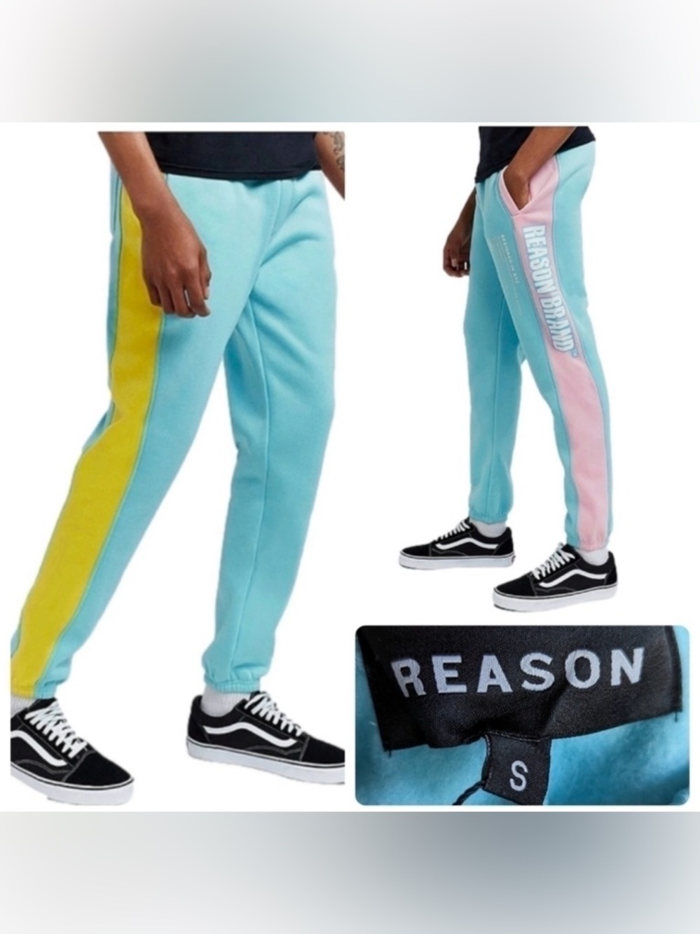 Reason Clothing Pastel Colorblock logo joggers